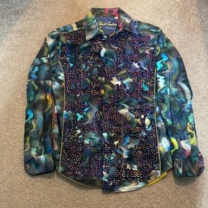 Robert Graham Limited Edition purple embroidered psychedelic shirt